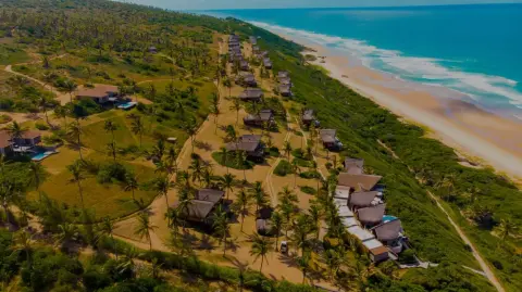 Aerial view of Massing Beach Lodges in Mozambique